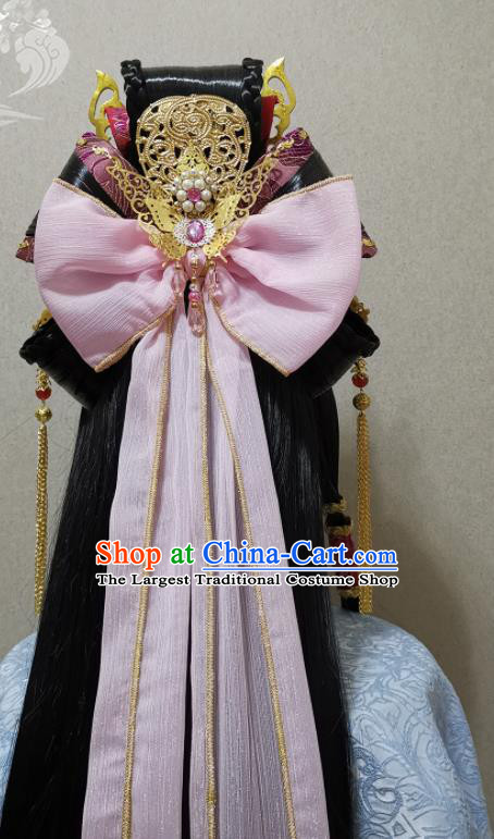 China Traditional Puppet Show Feng Cailing Hair Accessories Cosplay Fairy Headdress Ancient Princess Wigs and Hairpins Headpieces