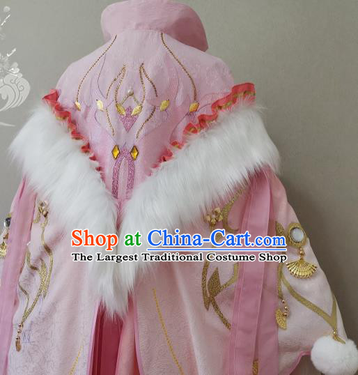 China Traditional JX Online Queen Clothing Cosplay Goddess Garment Costumes Ancient Empress Pink Dress Outfits