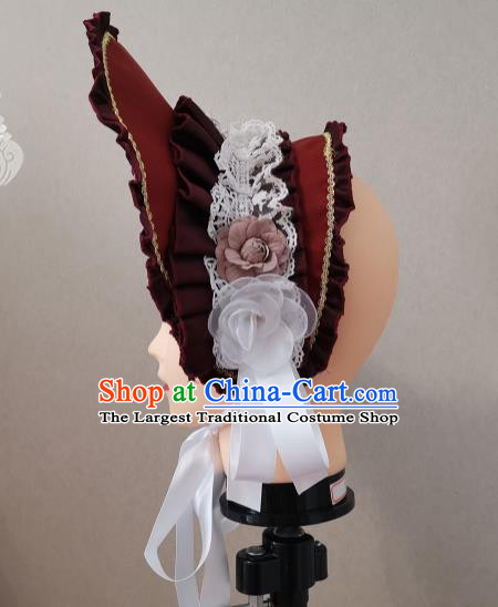 Handmade Fairy Tales Young Lady Red Hat Cosplai Maid Girl Headdress European Village Woman Cap