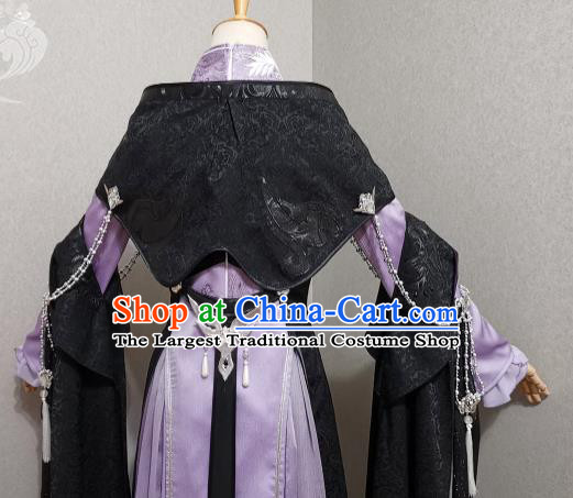 China Ancient Female Swordsman Lilac Dress Outfits Traditional JX Online Clothing Cosplay Queen Garment Costumes