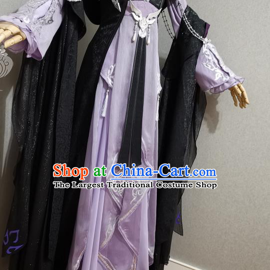 China Ancient Female Swordsman Lilac Dress Outfits Traditional JX Online Clothing Cosplay Queen Garment Costumes