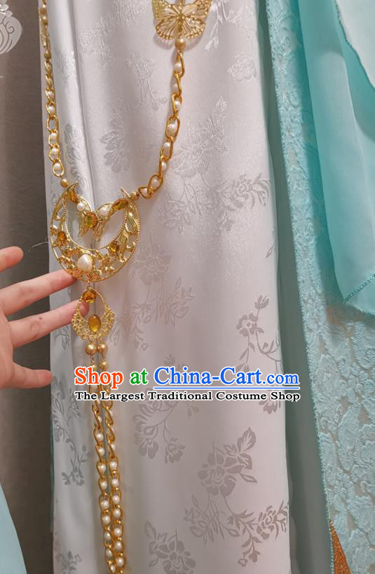Professional China Ancient Princess Blue Dress Outfits Traditional Flying Fairy Clothing Cosplay Goddess Garment Costumes