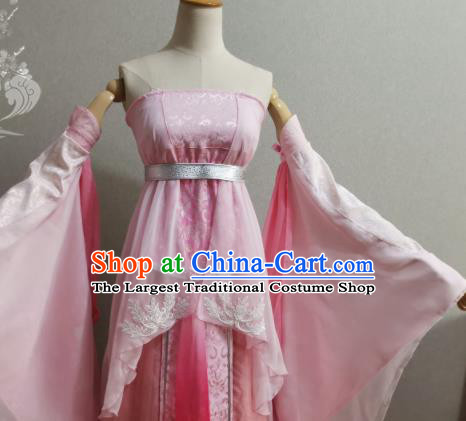 Professional Ancient Princess Pink Dress Outfits Traditional Game Swordswoman Clothing Cosplay Fairy Garment Costumes