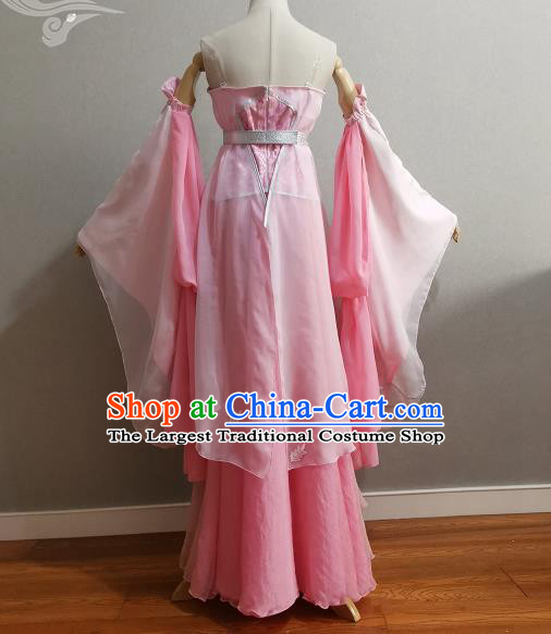 Professional Ancient Princess Pink Dress Outfits Traditional Game Swordswoman Clothing Cosplay Fairy Garment Costumes