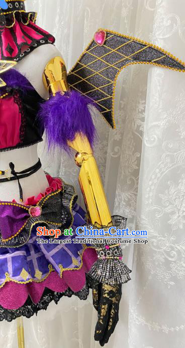 Top Cosplay Demon Fairy Rosy Short Dress Outfits Halloween Performance Garment Costume Cartoon Angel Clothing
