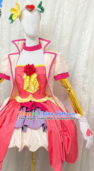 Top Cosplay Magic Lady Pink Dress Outfits Flower Fairy Dance Performance Garment Costume Cartoon Angel Clothing