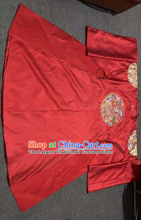 China Ming Dynasty Emperor Historical Clothing Ancient Royal King Garment Costume Traditional Embroidered Red Hanfu Robe