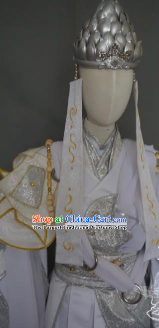 Chinese Cosplay Immortal Clothing Ancient Taoist Priest White Uniforms Traditional Puppet Show Swordsman Monk Garment Costumes