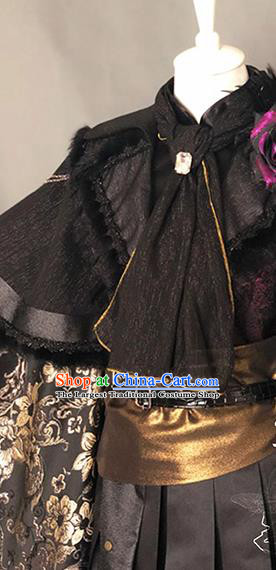 Chinese Cosplay Royal Prince Clothing Ancient Young Childe Black Uniforms Traditional Puppet Show Swordsman Leng Qiuyan Garment Costumes