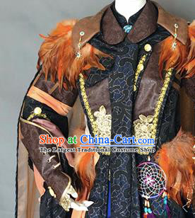 Chinese Traditional Puppet Show Swordsman Garment Costumes Cosplay Demon King Clothing Ancient Monarch Uniforms