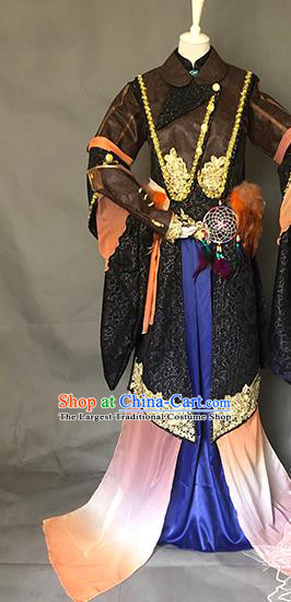 Chinese Traditional Puppet Show Swordsman Garment Costumes Cosplay Demon King Clothing Ancient Monarch Uniforms