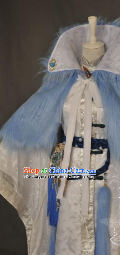 Chinese Ancient Chivalrous Expert White Uniforms Traditional Puppet Show Swordsman Garment Costumes Cosplay Noble Childe Clothing