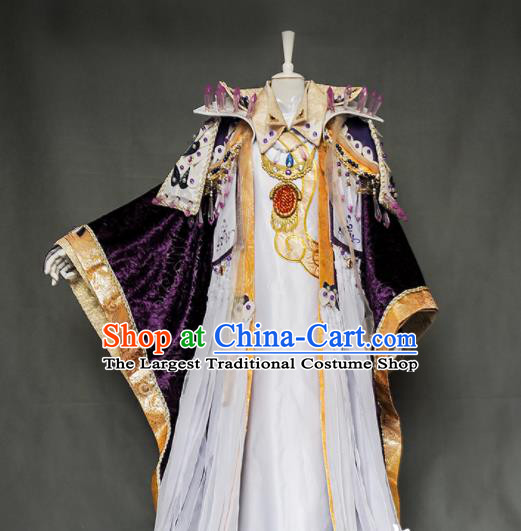 Chinese Ancient Dragon King Uniforms Traditional Puppet Show Swordsman Beiming Fengyu Garment Costumes Cosplay Immortal Prince Clothing