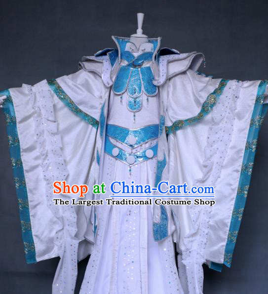 Chinese Cosplay Taoist Priest Clothing Ancient Swordsman White Uniforms Traditional Puppet Show Dragon Prince Garment Costumes