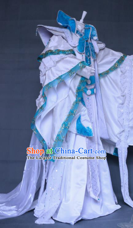 Chinese Cosplay Taoist Priest Clothing Ancient Swordsman White Uniforms Traditional Puppet Show Dragon Prince Garment Costumes