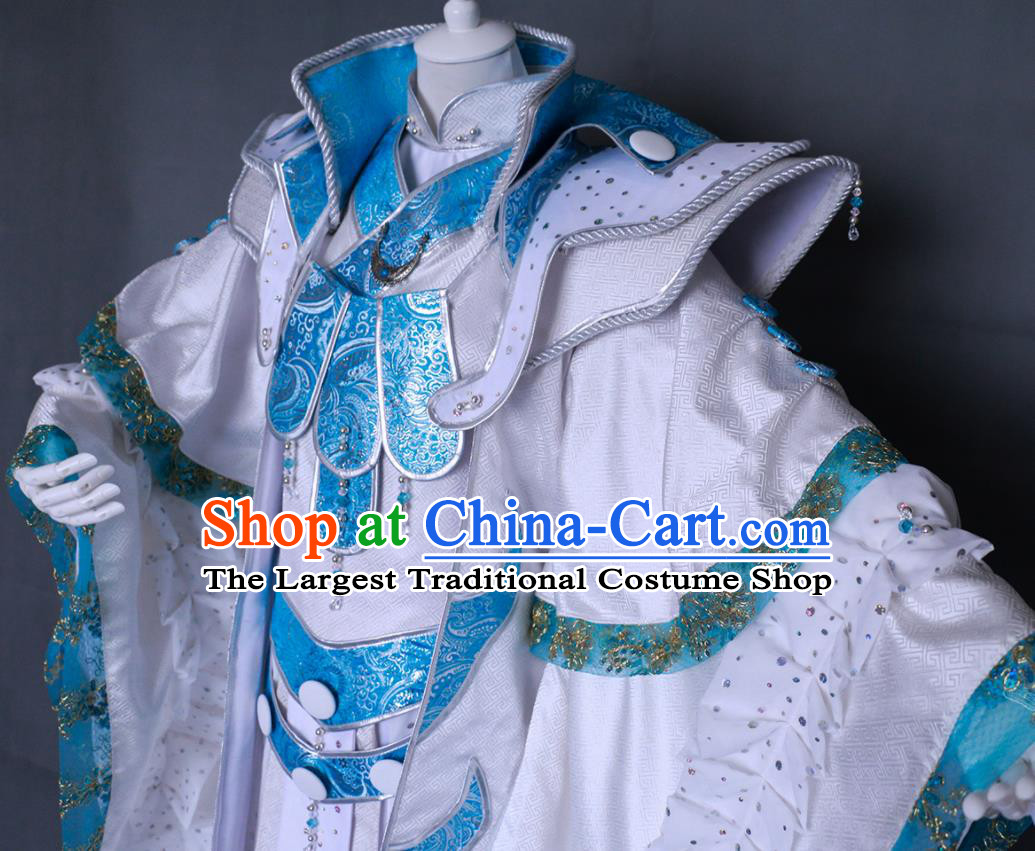 Chinese Cosplay Taoist Priest Clothing Ancient Swordsman White Uniforms Traditional Puppet Show Dragon Prince Garment Costumes
