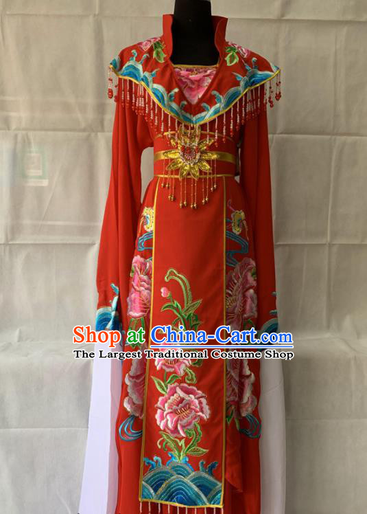 China Traditional Opera Court Beauty Garment Costumes Ancient Imperial Concubine Embroidered Clothing Beijing Opera Hua Tan Red Dress Outfits