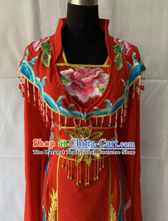China Beijing Opera Hua Tan Red Dress Outfits Traditional Opera Court Beauty Garment Costumes Ancient Imperial Concubine Embroidered Clothing