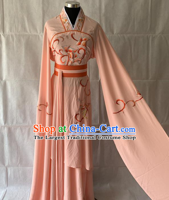 China Traditional Opera Young Beauty Garment Costumes Ancient Fairy Clothing Beijing Opera Palace Lady Orange Dress Outfits