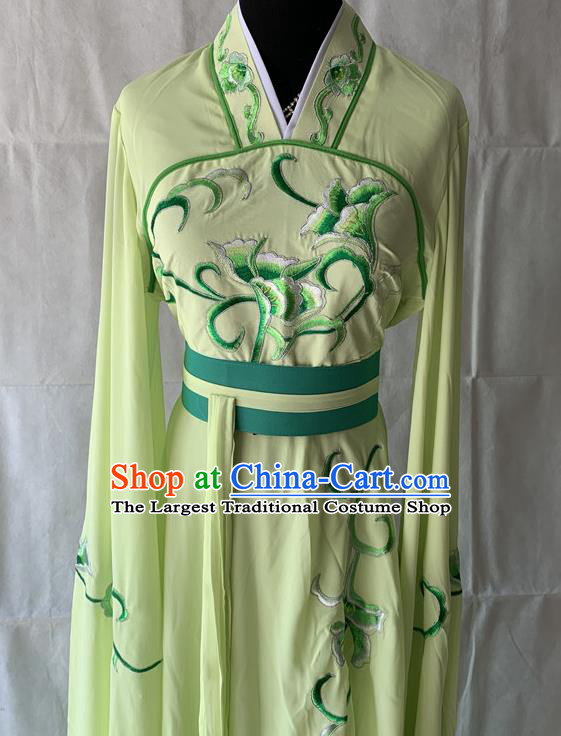 China Beijing Opera Palace Lady Light Green Dress Outfits Traditional Opera Young Beauty Garment Costumes Ancient Fairy Clothing
