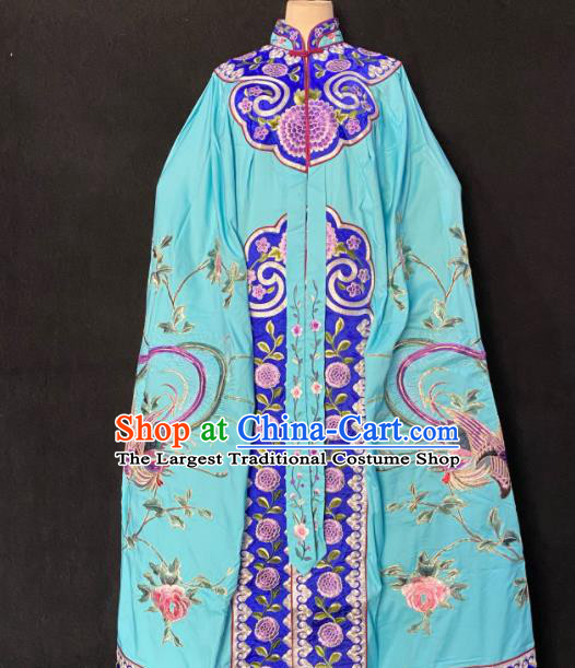China Traditional Opera Imperial Concubine Garment Costume Ancient Princess Embroidered Mantle Clothing Beijing Opera Hua Tan Blue Cloak