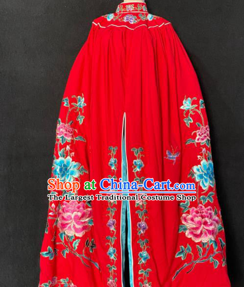 China Beijing Opera Hua Tan Red Cloak Traditional Opera Imperial Concubine Garment Costume Ancient Princess Embroidered Mantle Clothing