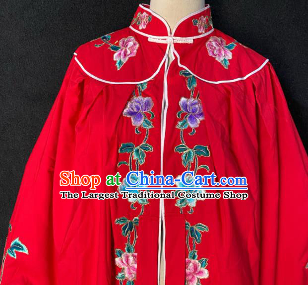 China Beijing Opera Hua Tan Red Cloak Traditional Opera Imperial Concubine Garment Costume Ancient Princess Embroidered Mantle Clothing
