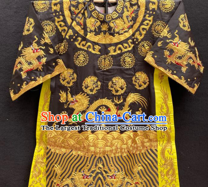 Chinese Beijing Opera Official Garment Costume Peking Opera Xiaosheng Embroidered Black Robe Traditional Opera Prime Minister Clothing