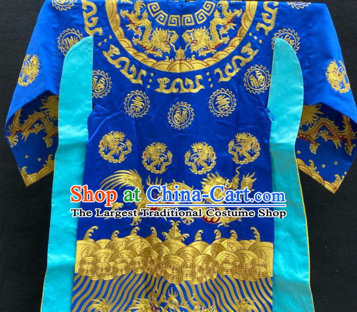 Chinese Traditional Opera Prime Minister Clothing Beijing Opera Official Garment Costume Peking Opera Xiaosheng Embroidered Royalblue Robe