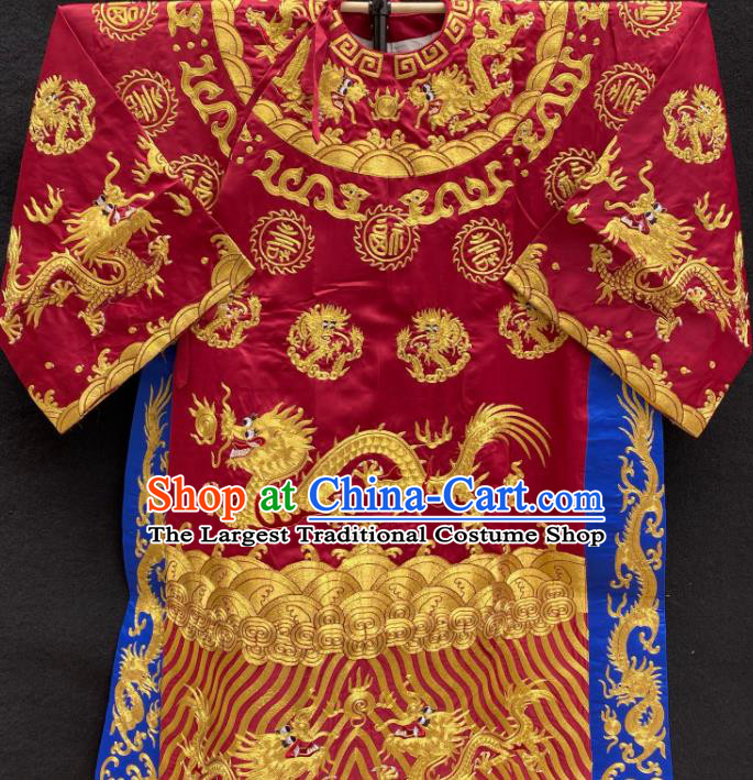 Chinese Peking Opera Xiaosheng Embroidered Wine Red Robe Traditional Opera Prime Minister Clothing Beijing Opera Official Garment Costume