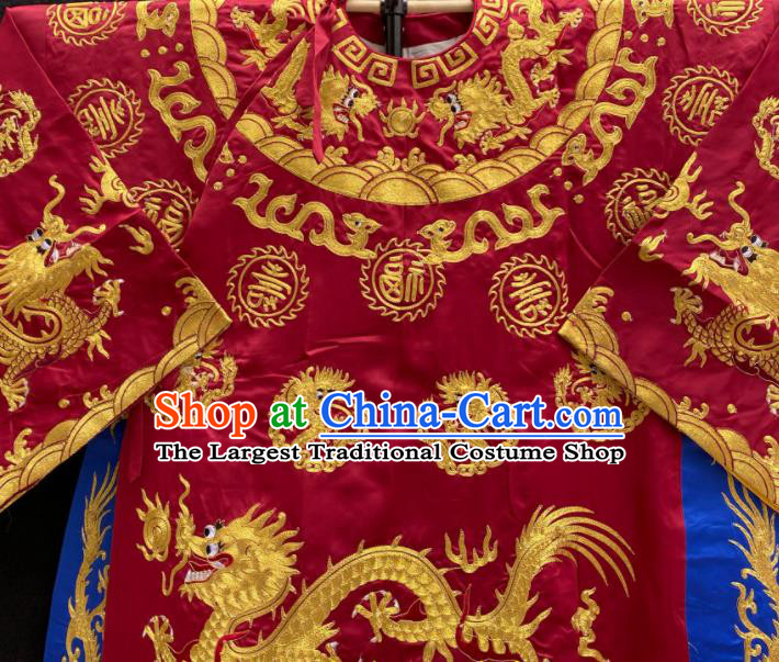 Chinese Peking Opera Xiaosheng Embroidered Wine Red Robe Traditional Opera Prime Minister Clothing Beijing Opera Official Garment Costume