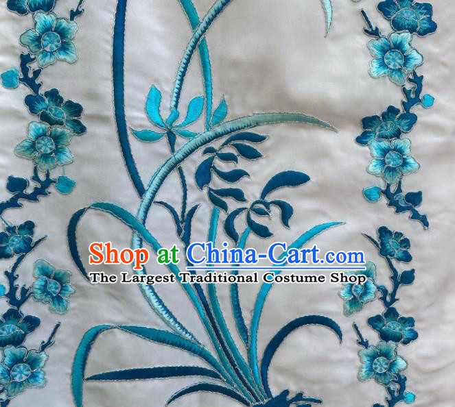 China Beijing Opera Hua Tan Embroidered Orchids White Dress Traditional Opera Young Lady Garment Costume Ancient Princess Clothing