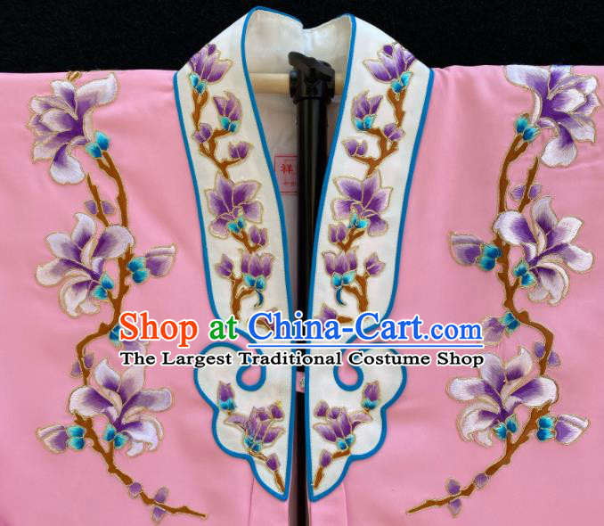 China Ancient Princess Clothing Beijing Opera Hua Tan Embroidered Magnolia Pink Cape Traditional Opera Young Lady Garment Costume