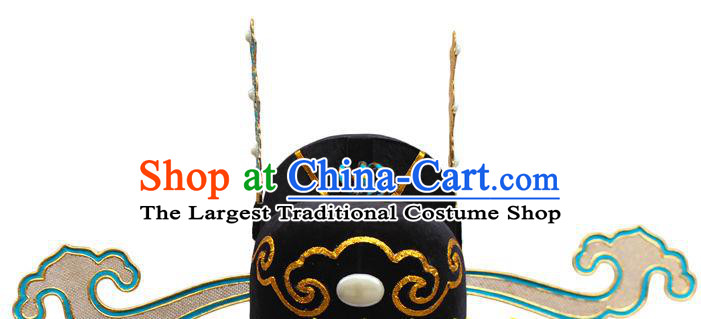 Handmade China Beijing Opera Official Helmet Headwear Ancient Young Childe Hat Peking Opera Xiaosheng Headdress