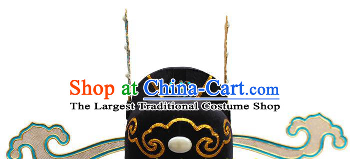 Handmade China Beijing Opera Official Helmet Headwear Ancient Young Childe Hat Peking Opera Xiaosheng Headdress