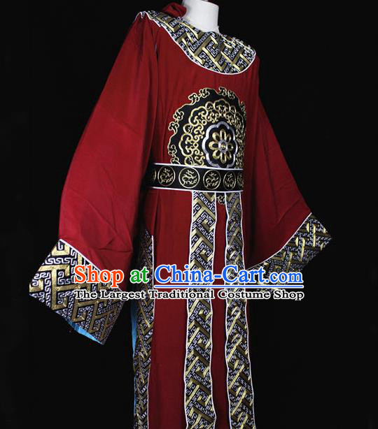 Chinese Beijing Opera Xiaosheng Garment Costume Peking Opera Official Embroidered Red Robe Traditional Opera Noble Childe Clothing