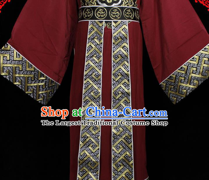 Chinese Beijing Opera Xiaosheng Garment Costume Peking Opera Official Embroidered Red Robe Traditional Opera Noble Childe Clothing