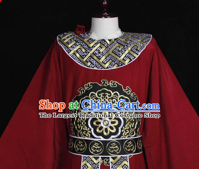Chinese Beijing Opera Xiaosheng Garment Costume Peking Opera Official Embroidered Red Robe Traditional Opera Noble Childe Clothing