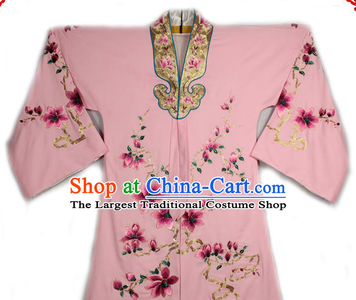 China Traditional Opera Young Beauty Garment Costume Ancient Noble Lady Clothing Beijing Opera Actress Embroidered Mangnolia Pink Shirt