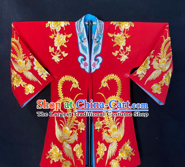 China Traditional Opera Young Beauty Garment Costume Ancient Princess Clothing Beijing Opera Diva Embroidered Phoenix Red Cape
