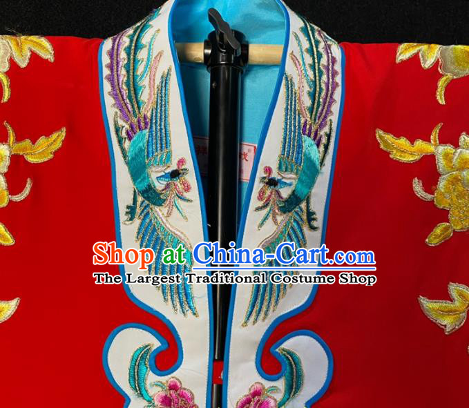 China Traditional Opera Young Beauty Garment Costume Ancient Princess Clothing Beijing Opera Diva Embroidered Phoenix Red Cape