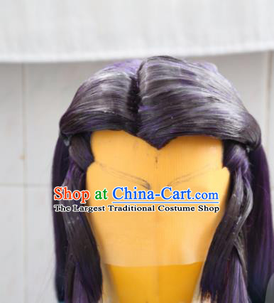 Handmade China Ancient Young Knight Wigs Hairpieces Cosplay Hair Accessories Traditional Puppet Show Swordsman Headdress