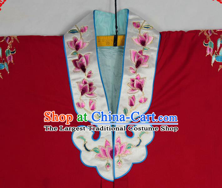 China Beijing Opera Actress Embroidered Red Cape Traditional Opera Noble Lady Garment Costume Ancient Princess Clothing
