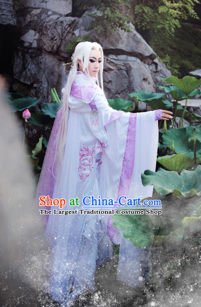 Chinese Puppet Show Su Huanzhen Garment Costumes Ancient Taoist Priest Uniforms Traditional Cosplay Swordsman Clothing and Hairpieces