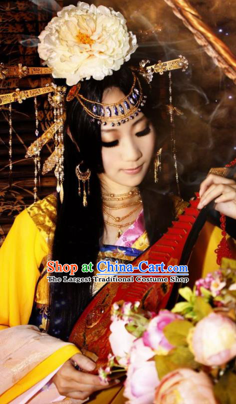 China Traditional Chang An Night Wan An Garment Costumes Ancient Princess Clothing Cosplay Court Beauty Yellow Dress Outfits