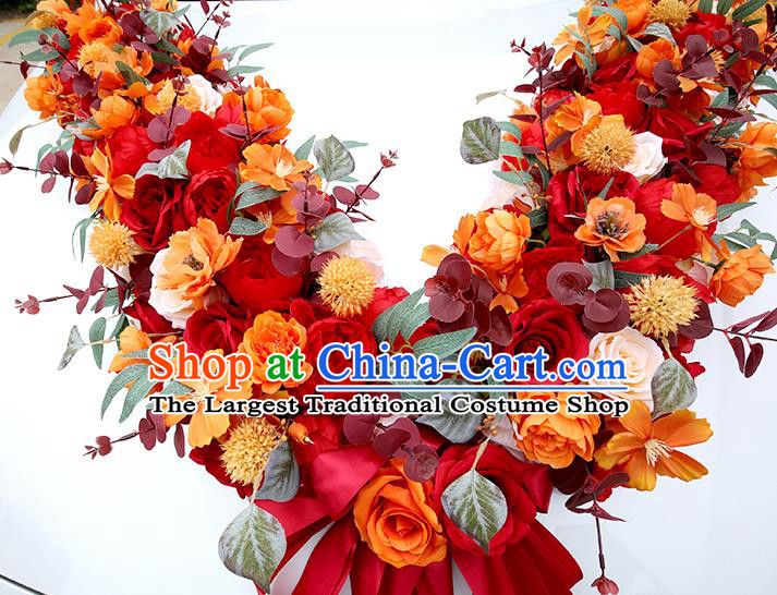 Top Wedding Ceremony Car Decorations Love Simulation Rose Flowers Bouquet Wedding Car Ornaments