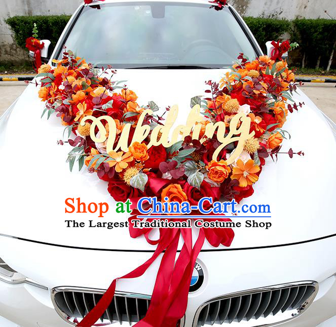 Top Wedding Ceremony Car Decorations Love Simulation Rose Flowers Bouquet Wedding Car Ornaments