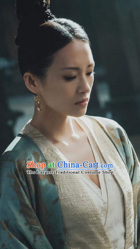 China Traditional Court Woman Clothing Ancient Royal Rani Light Green Hanfu Dress Drama The Rebel Princess Zhang Ziyi Replica Costumes and Headdress