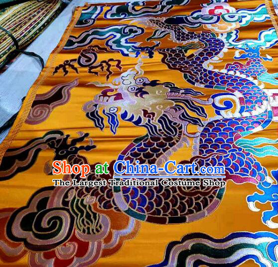 China Zang Nationality Silk Fabrics Classical Yunjin Drapery Traditional Large Dragon Pattern Design Brocade Fabric