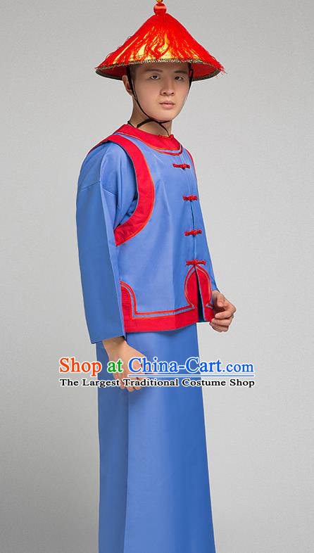 Chinese Qing Dynasty Imperial Bodyguard Costumes Ancient Soldier Yayi Clothing and Hat